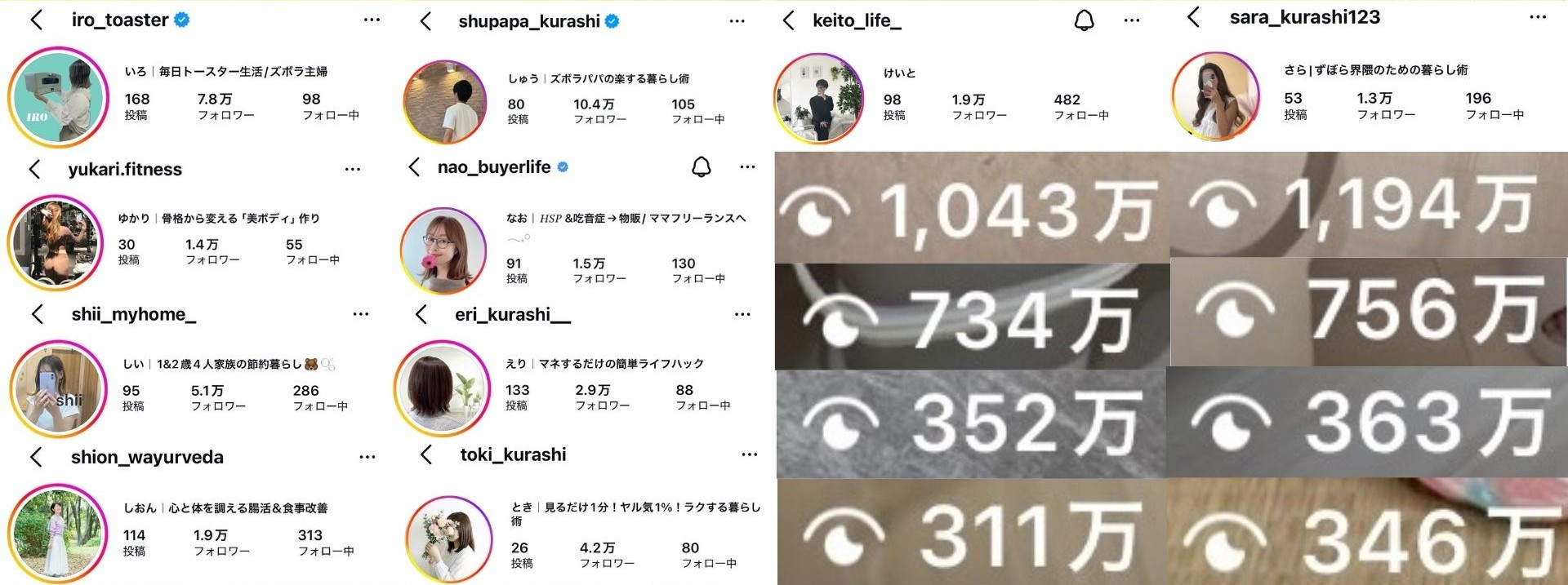 NEXTAGE受講生アカウントの実績一覧:1万〜4.2万フォロワー、1000万再生超えのリールなど